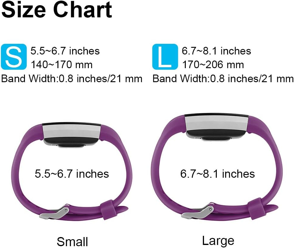 3 Pack Sport Bands Compatible with Fitbit Charge 2 Bands Women Men, Adjustable Replacement Strap Wristbands for Fitbit Charge 2 HR Small Large (Small, Black/Purple/Navy Blue)  Mugust   