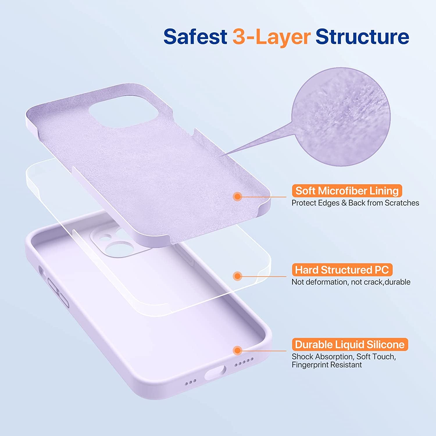 Miracase Designed for Iphone 14 Case with Screen Protector,[Upgraded Enhanced Camera Protection],Shockproof Liquid Silicone Case with Microfiber Lining, 6.1 Inch,Aqua Purple  Miracase   