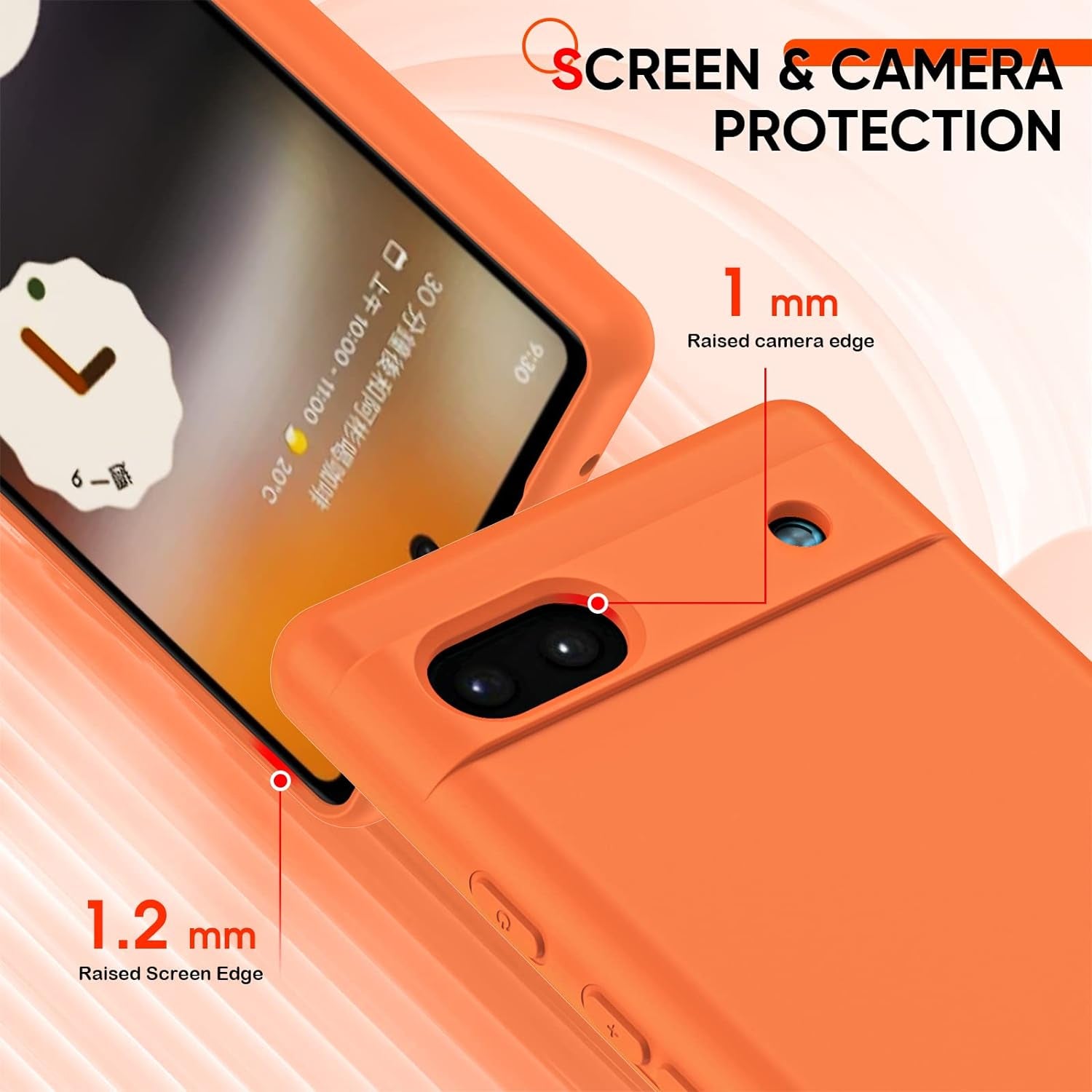 Leyi for Liquid Silicone Google Pixel 6A 5G Case: with 2-Pack Tempered Glass Screen Protectors, Soft Microfiber Liner, Orange  LeYi   