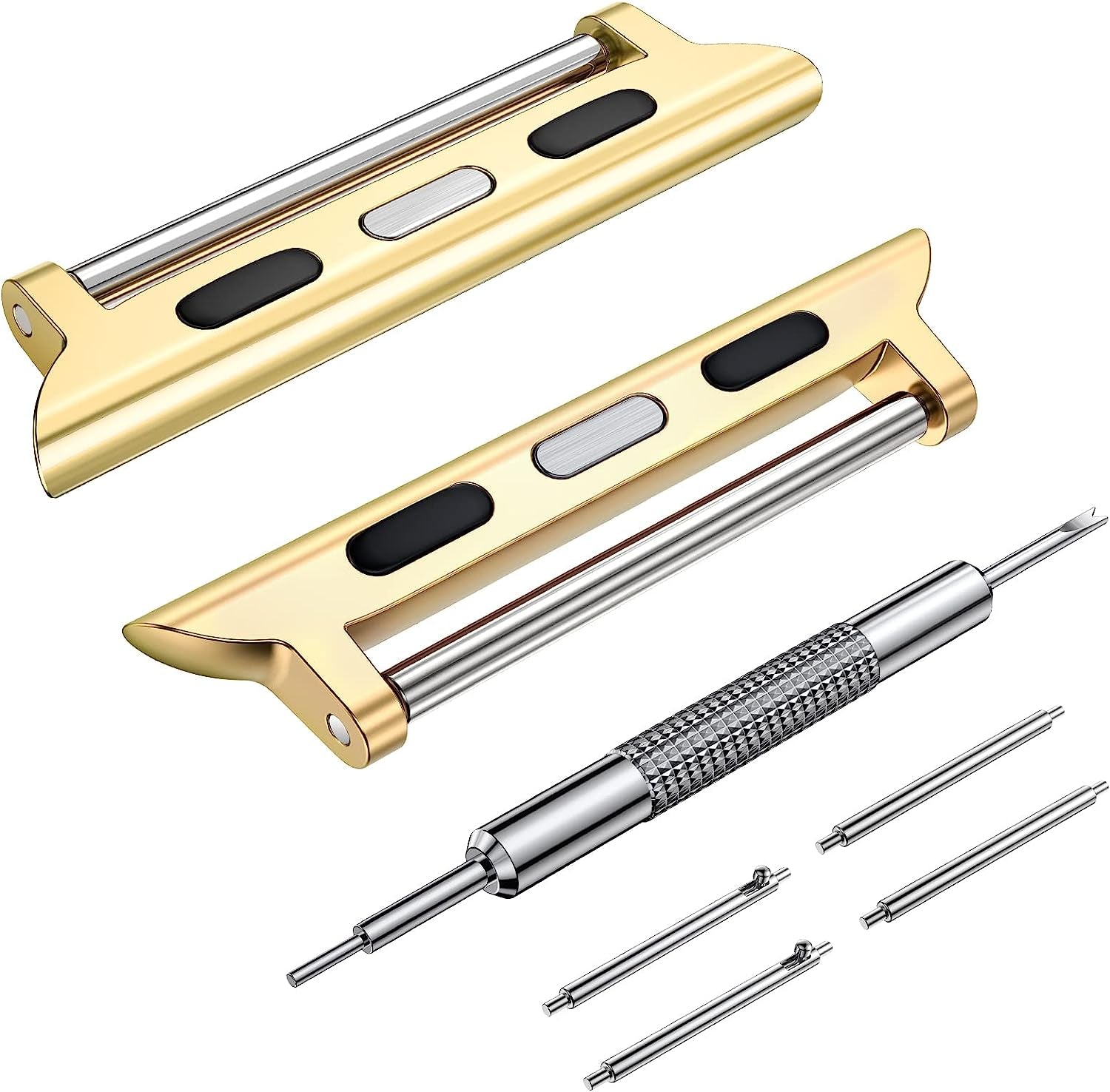 Wearlizer Watch Band Connector Compatible with Apple Watch Band Adapter, Replaceable Metal Connection Adapter with Replacement Tool for Iwatch Ultra Series 8 7 6 5 4 3 2 1 22Mm Width Straps  Wearlizer Gold 38/40/41mm(22mm Pin) 