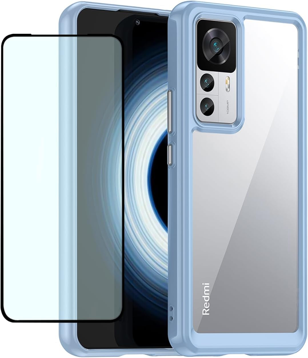 GTBDEKI Clear Case for Xiaomi 12T Pro Case/Xiaomi 12T/Redmi K50 Ultra Case with HD Screen Protector, Shockproof Clear Hard PC + TPU Bumper Protective Cover Case for Xiaomi 12T Pro 5G Crystal Blue  GTBDEKI   