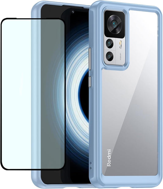GTBDEKI Clear Case for Xiaomi 12T Pro Case/Xiaomi 12T/Redmi K50 Ultra Case with HD Screen Protector, Shockproof Clear Hard PC + TPU Bumper Protective Cover Case for Xiaomi 12T Pro 5G Crystal Blue  GTBDEKI   