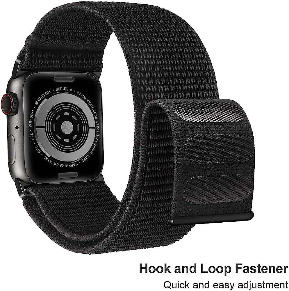 ZRDESIGN Ultra Wide Black Nylon Watch Band Compatible with Apple Watch 38Mm 40Mm 41Mm 42Mm 44Mm 45Mm 49Mm, Adjustable Sport Loop for Iwatch Series 8 7 6 5 4 3 2 1 SE  ZRDESIGN   