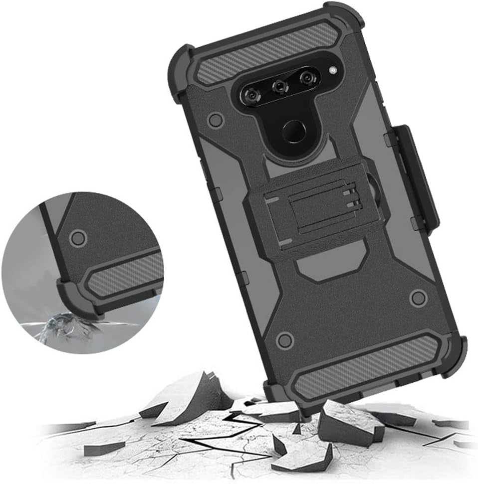 Telegaming LG V40, LG V40 Thinq Case with HD Soft Screen Protector, Heavy Duty Shock Absorption Hybrid Rugged Case Belt Clip Holster Tough Back Cover for LG V40 / V40 Thinq  Ivy   