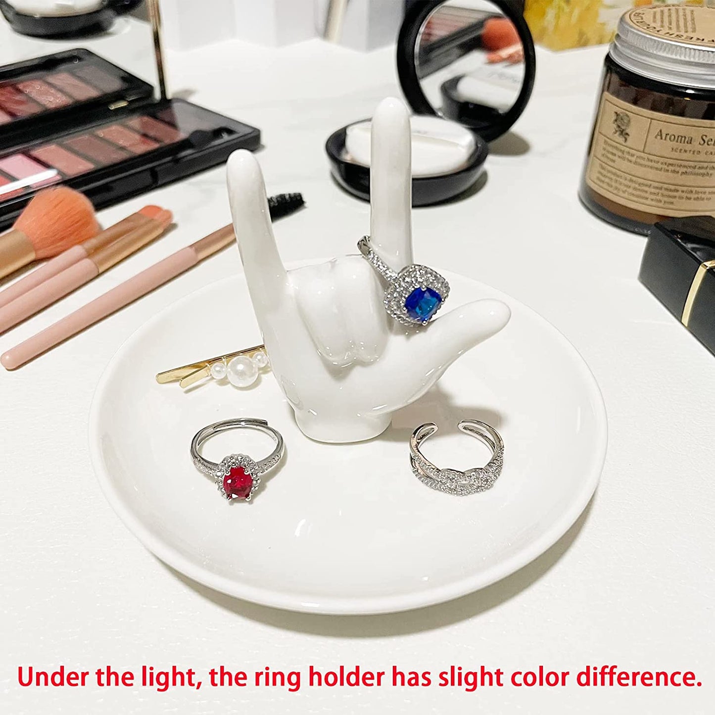 Piudee Hand Ring Holder Dish Jewelry Holder, I LOVE YOU Hand Ring Stand Engagement Wedding Ring Holder, Anniversary Wedding Valentine'S Day Gifts for Her Him Husband Wife Girlfriend Bride Gift  Piudee   