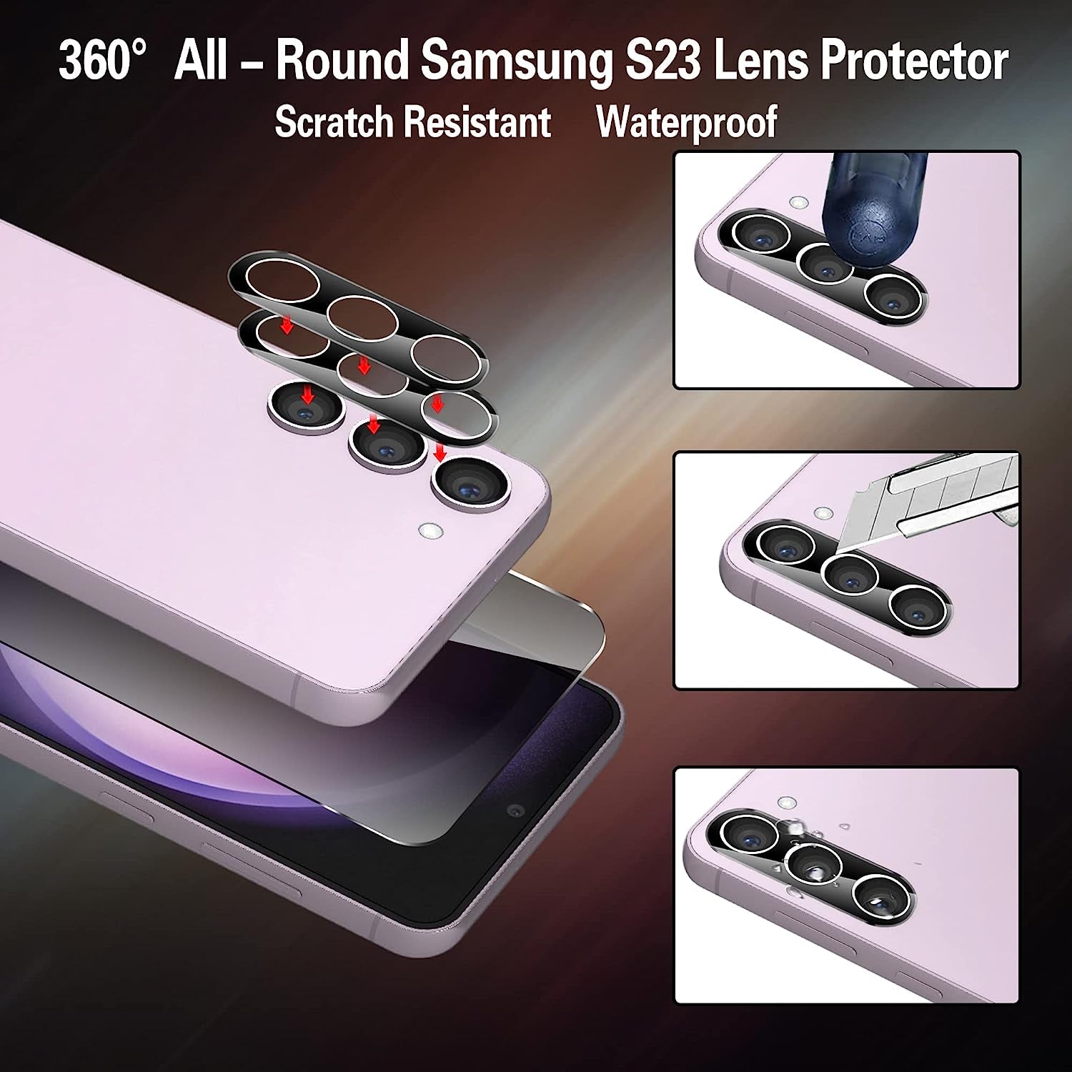 Foneskream [2+3 Pack Compatible for Samsung Galaxy S23 Privacy Screen Protector + Camera Lens Protector | Anti-Spy, Fingerprint Recognition Tempered Glass Screen Protector (Black) (Black)  Foneskream   