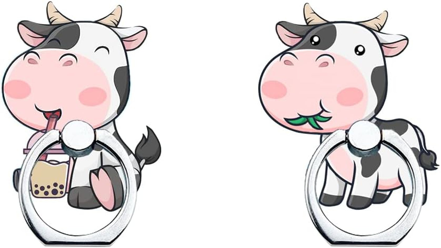 Phone Ring Holder Stand,Phone Ring Stand Holder 360 Rotation Finger Ring Grip Stand for Cellphones,Smartphones and Tablets (2 Pack Kawaii Kitty Phone Ring Stand)  RRJQW 2 Pack Boba Cow Phone Ring Stand  