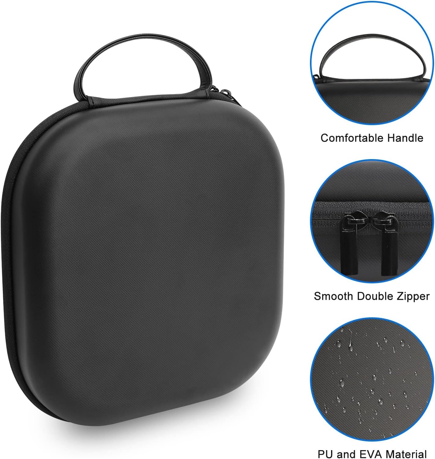 Opoway Hard Case for Airpods Max with Sleep Mode, Upgraded Travel Carrying Headphone Case with Silicone Earpad Cover & Mesh Pocket, Portable Organizer Protective Storage Bag  Opoway   