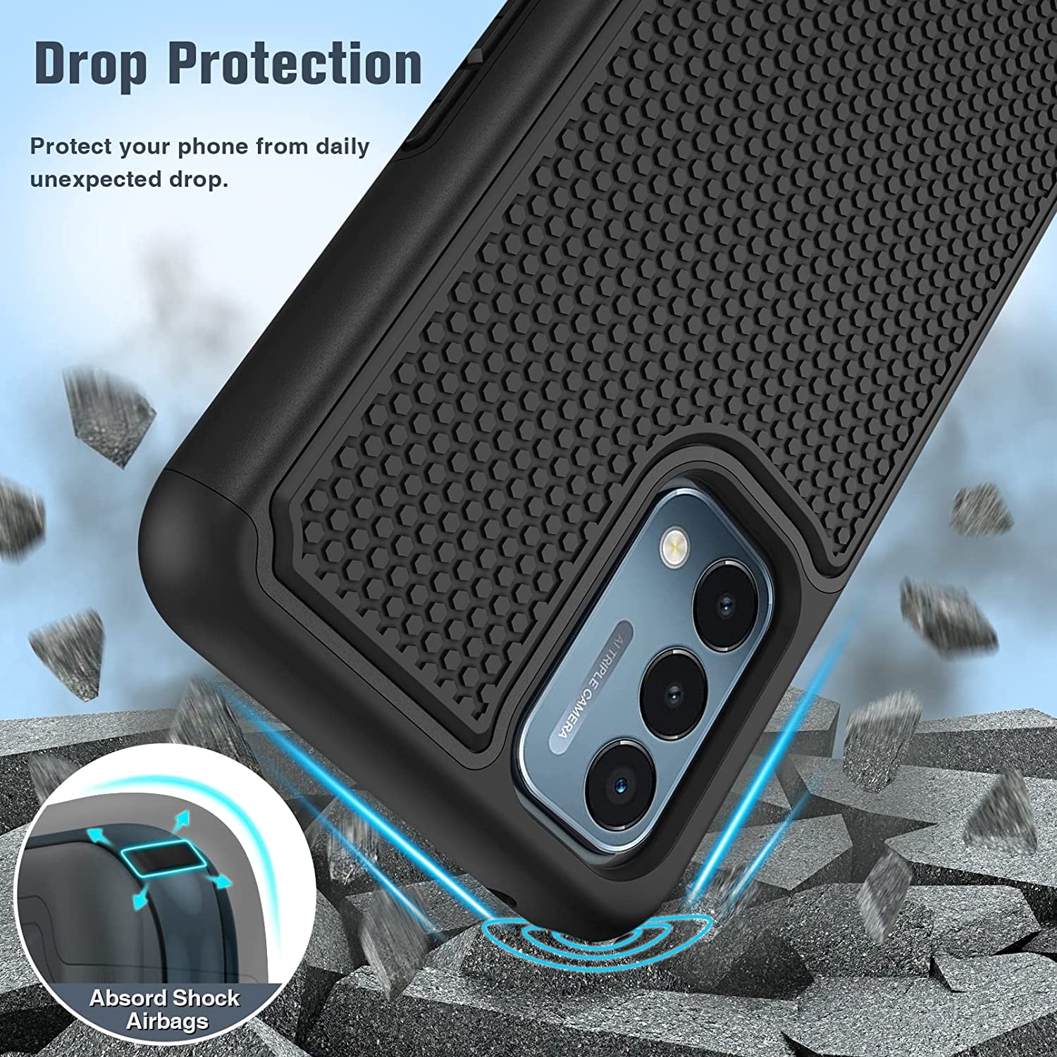 JXVM for Oneplus Nord N200 5G Case: Dual Layer Protective Heavy Duty Cell Phone Cover Shockproof Rugged with Non Slip Textured Back - Military Protection Bumper - 6.49Inch (Black Black)  binghexin   