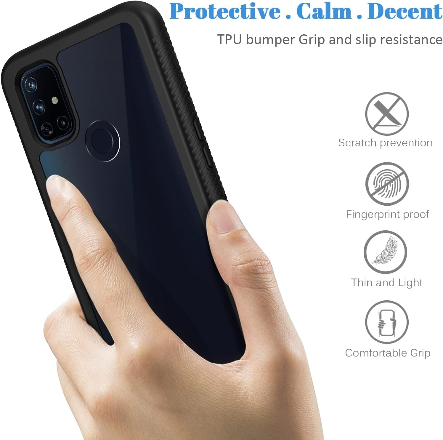 Seacosmo Case for Oneplus Nord N10 5G, Full Body Shockproof Cover [With Built-In Screen Protector] Slim Fit Bumper Protective Case for 1+ Nord N10 5G, Black/Clear  seacosmo   