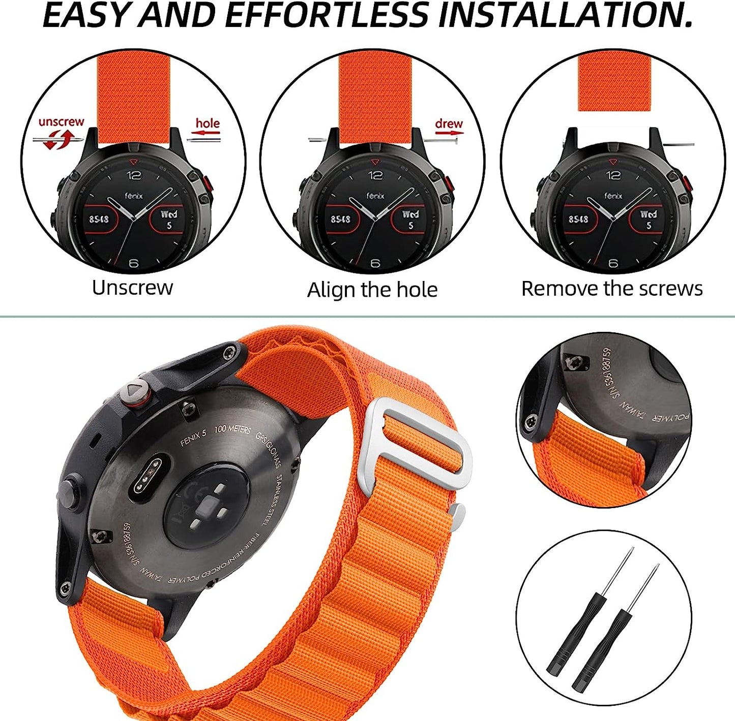 Blackpro Alpine Loop Nylon Strap Compatible Garmin Fenix 6/Fenix 6X Pro/Fenix 5 Watch Band,22Mm Sport Nylon Replacement Watch Bands for Garmin Fenix 6 Pro/Sapphire.  BlackPro   