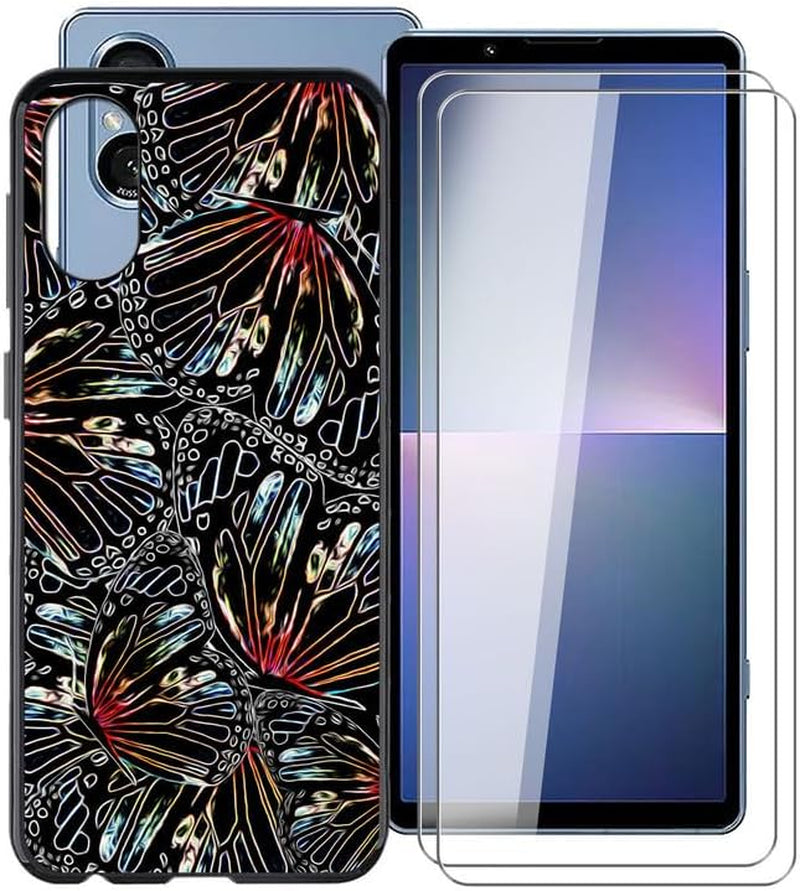 WIMSPEED Shockproof Phone Case for Sony Xperia 5 V (6.1") + 2 Pack Tempered Glass Protective Film, Slim Soft Silicone Shell anti Scratch TPU Cover for Sony Xperia 5 V - Light and Shadow  WIMSPEED   