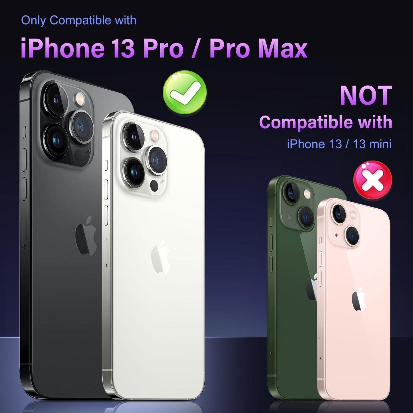 Uyiton for Iphone 13 Pro/Iphone 13 Pro Max Camera Lens Protector, [Strong Adsorption] [Drop Protection] Metal Ring Tempered Glass Rear Camera Screen Cover - Graphite  Uyiton   