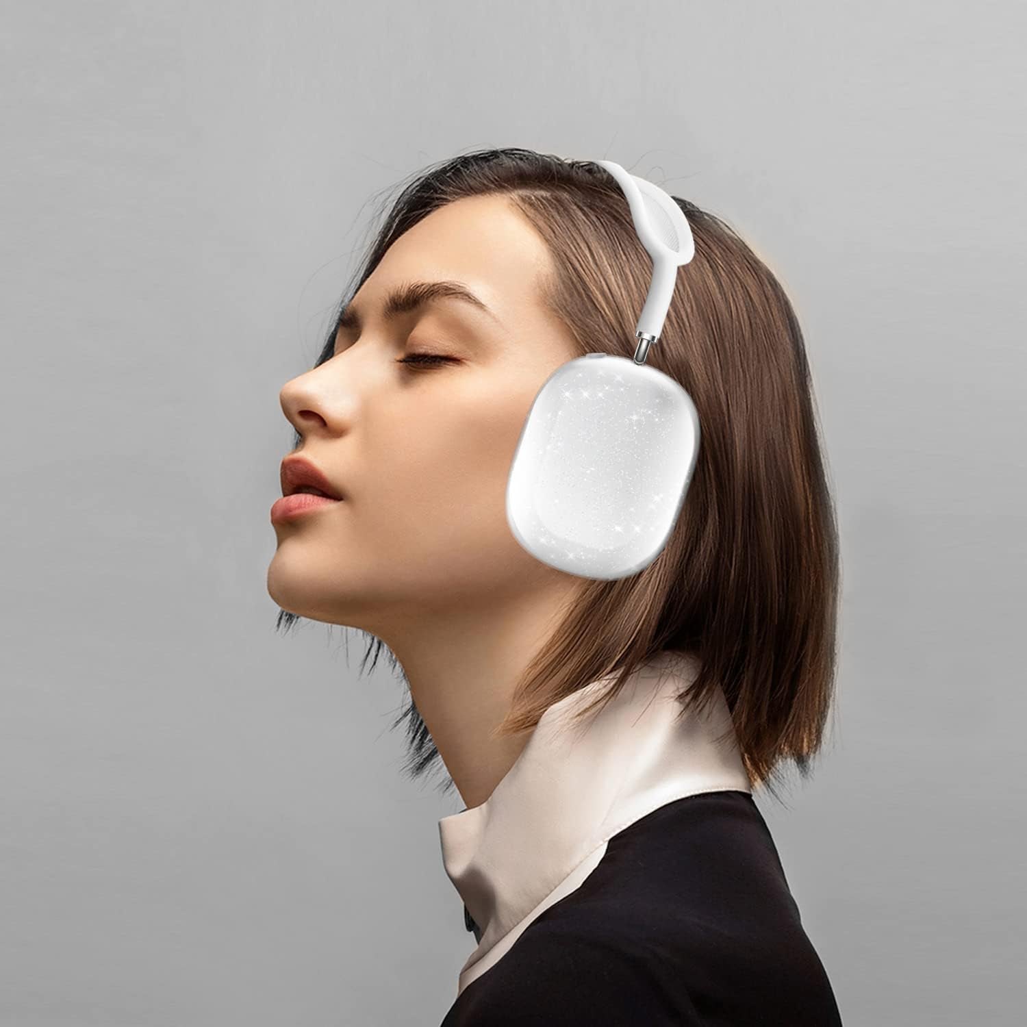 VICHYIE Case Cover for Airpods Max, Clear Soft TPU Case Anti-Scratch, Transparent Accessories Protector Cover for Airpods Max Headphones(Clear Glitter)  VICHYIE   