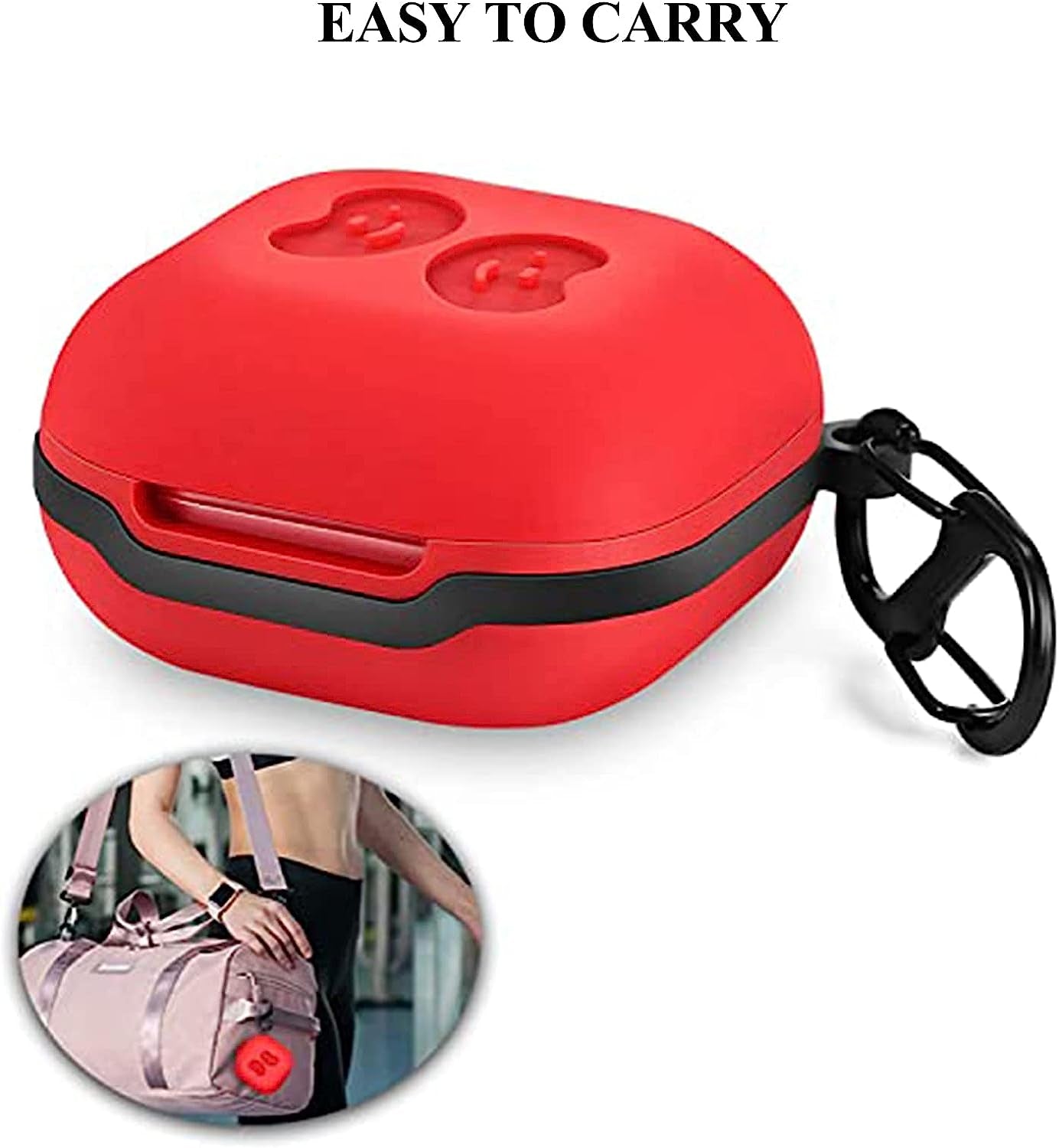 Lizhi for Samsung Galaxy Buds 2 Pro/Galaxy Buds 2/ Galaxy Buds Pro/Galaxy Buds Live, Soft Silicone Skin Cover Shock-Absorbing Protective Case with Keychain, Red  LiZHi   