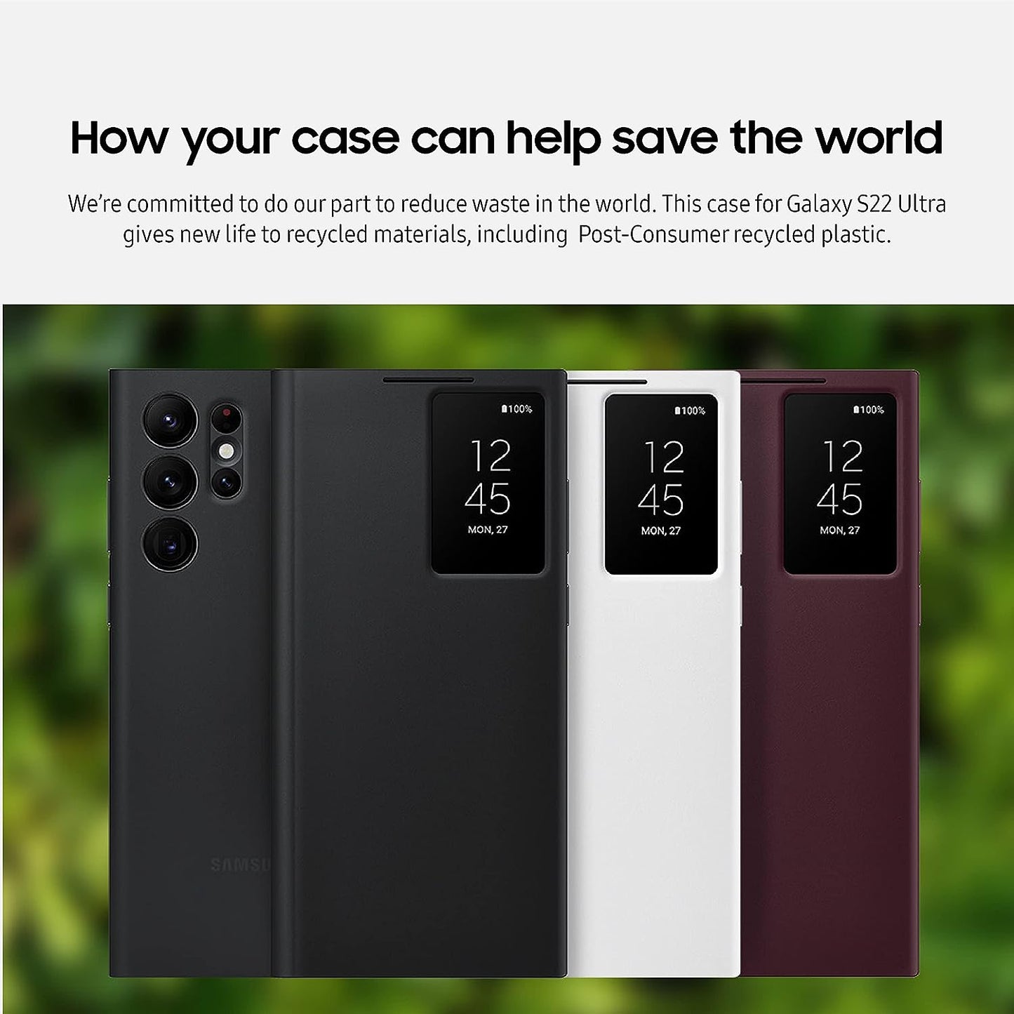 Samsung Galaxy S22 Ultra S-View Flip Cover, Protective Phone Case, Tap Control, Cutting Edge Design, US Version, Black, (EF-ZS908CBEGUS)  Samsung   