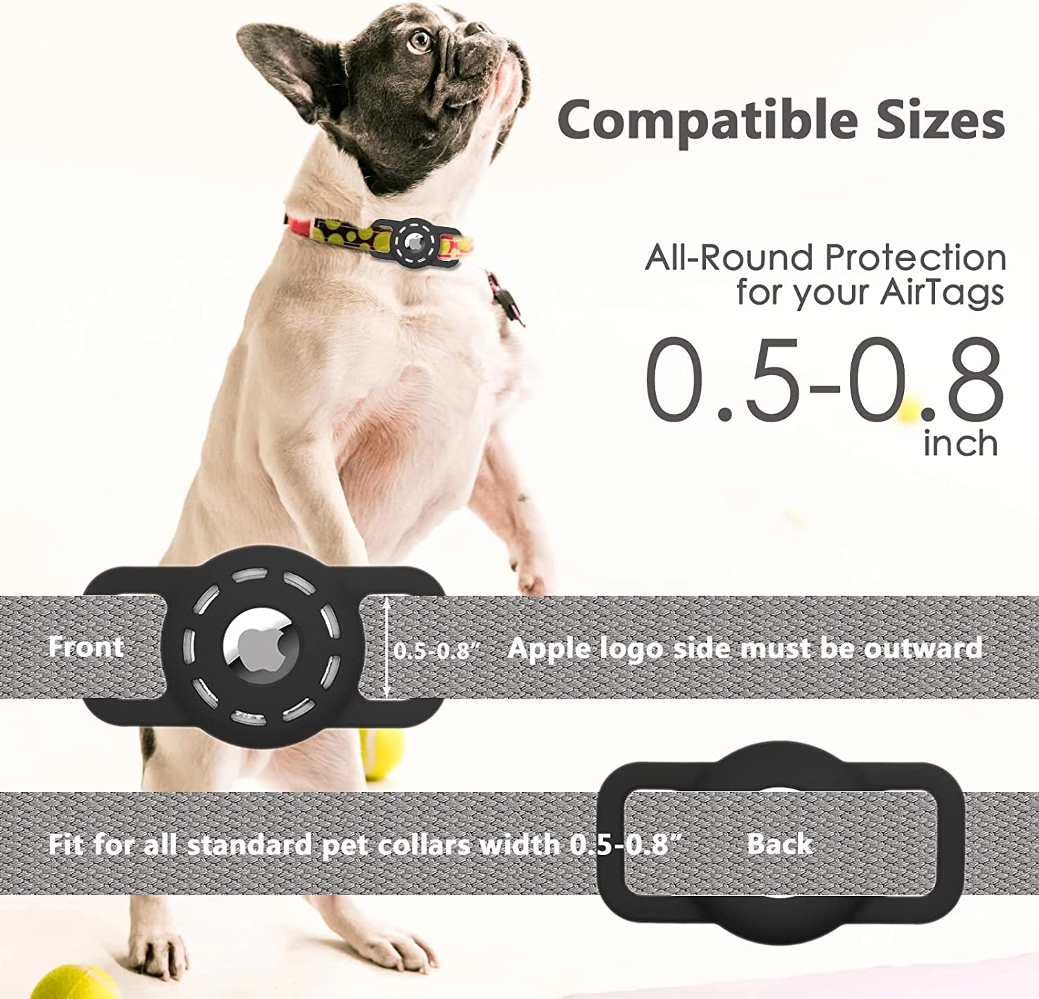 Amaessom Airtag Dog Collar Holder（4 Pack） Protective Airtag Case for Dog Collar，Anti-Lost Air Tag Case Holder Cover Compatible with Cat Dog Collars Loop ，Airtag Pet Holder 0.8 Inch Width  Amaessom   