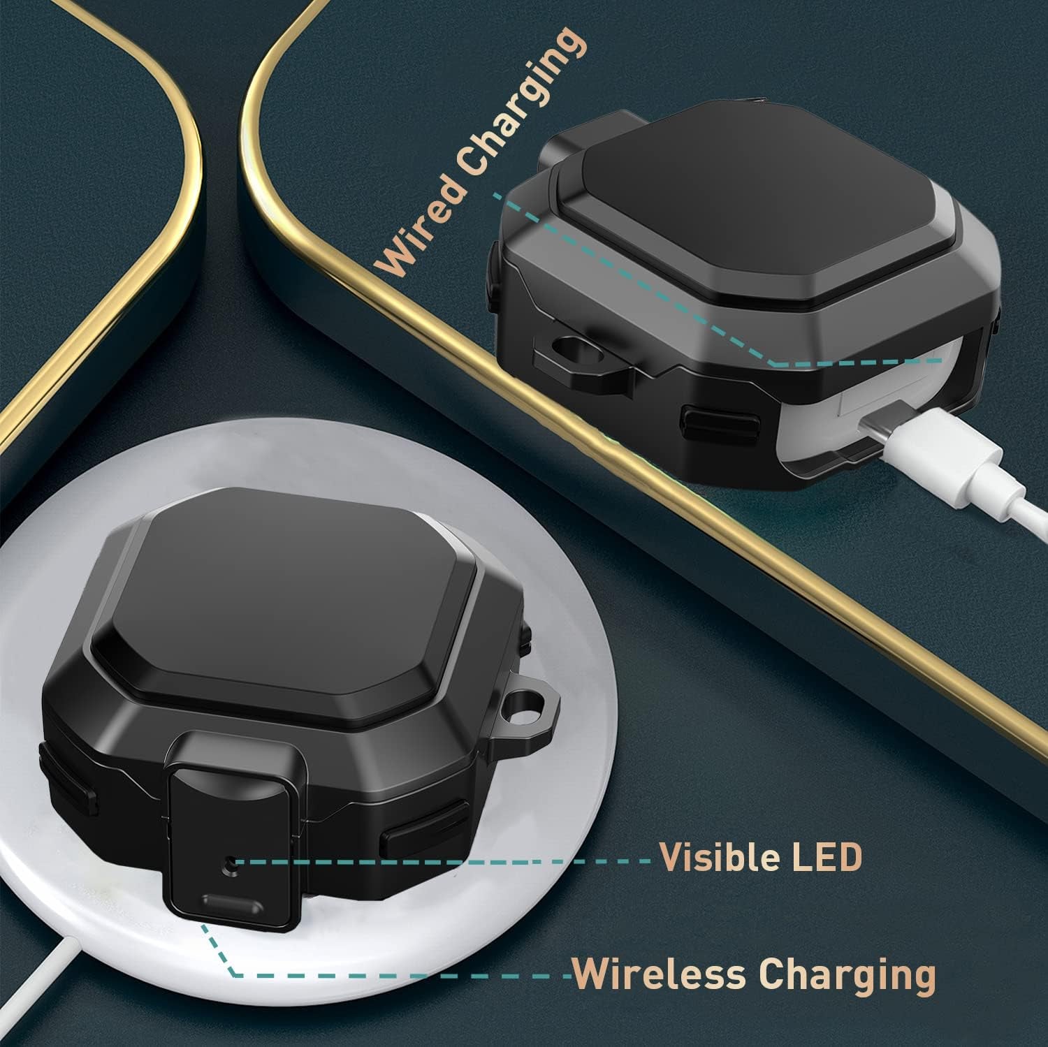 OTOPO Lock Case for Samsung Galaxy Buds 2 Pro/Galaxy Buds 2/Galaxy Buds Pro/Galaxy Buds Live Case with Cleaning Kit Men Women Protective Case Cover for Samsung Earbuds Case - Black  OTOPO   