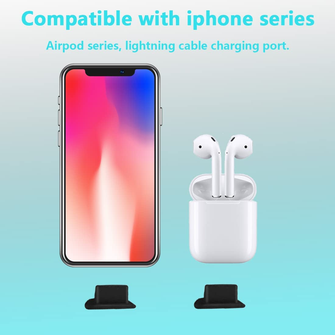 CKANDAY 10 Pairs Anti-Dust Plugs Set Compatible with Iphone 13, 12, 11, X, XS, XR, 8, 7, Plus, Pro, Max, Mini, Ipad, Air Pods Charging Port and Earphone Jack, Silicone Dust Pluggy Caps, Flat Design  CKANDAY   