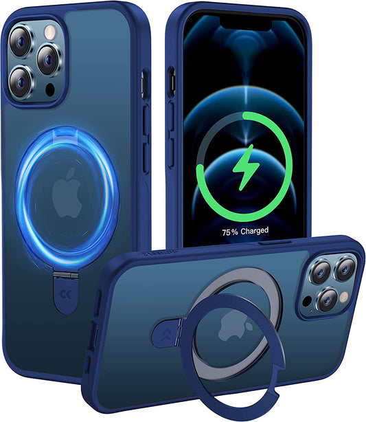CASEKOO for Iphone 12 Pro Max Case with Magnetic Invisible Stand [Military Drop Protection] [Compatible with Magsafe] Shockproof Slim Translucent Matte Cases 6.7 Inch 2020, Blue  CASEKOO Navy Blue iPhone 12 Pro Max 