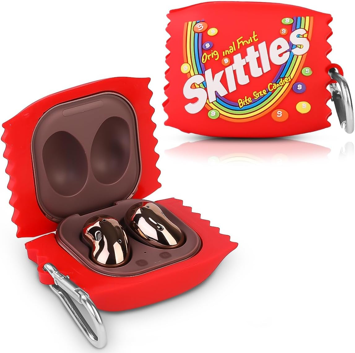 Suublg Silicone Earbuds Case Protective Cover with Keychain for Samsung Galaxy Buds2 Pro Earbuds(2022) /Galaxy Buds 2 (2021) /Galaxy Buds Pro (2021) /Galaxy Buds Live Earphones(2020)  Suublg Skittles  