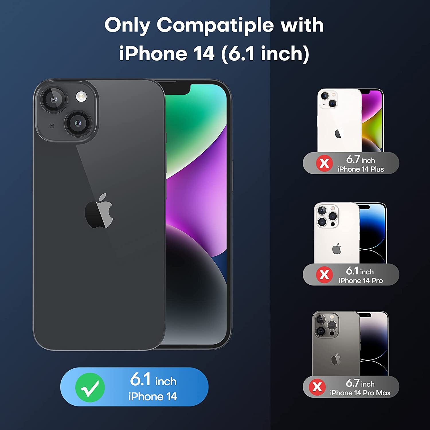 TAURI [5 in 1 Magnetic for Iphone 14 Case [Compatible with Magsafe] with 2 Screen Protector +2 Camera Lens Protector, [Military Grade Drop Protection] Translucent Matte Slim Case 6.1 Inch, Black  TAURI   