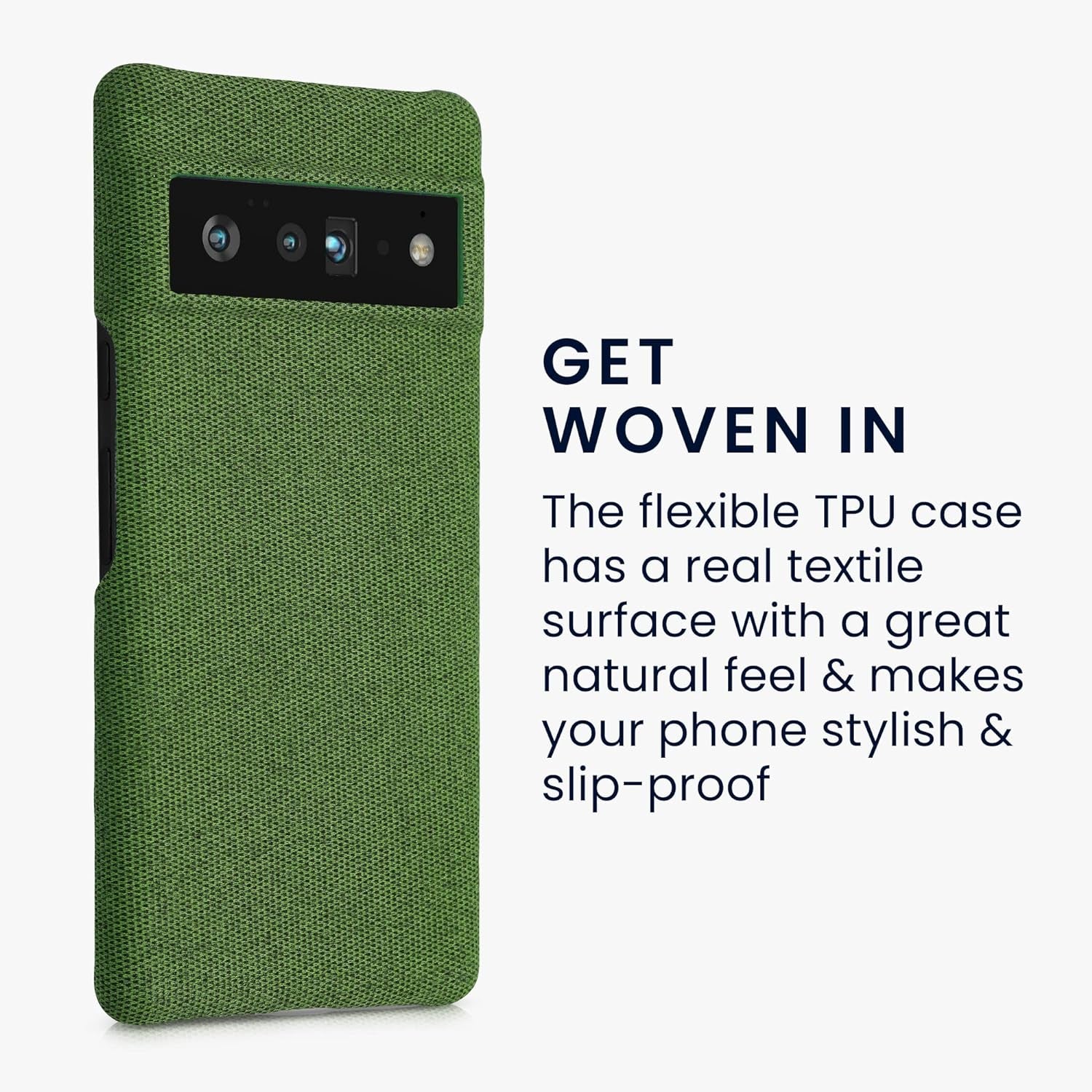 Kwmobile Case Compatible with Google Pixel 6 Pro - Case TPU and Fabric Smartphone Phone Cover in Canvas Green  KW-Commerce   