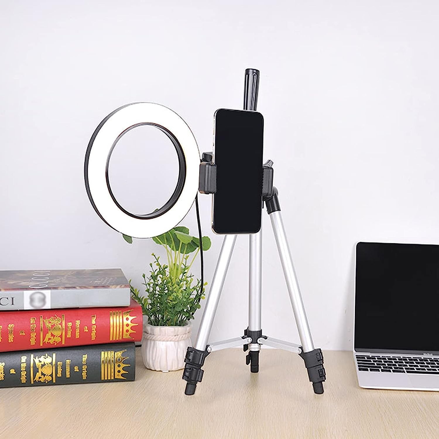 Wongping 6" Ring Light with Tripod Stand for Youtube Video Selfie Live Stream and Makeup Dimmable LED Camera Light with Cellphone Holder Desktop 48 Led Lamp  WongPing   