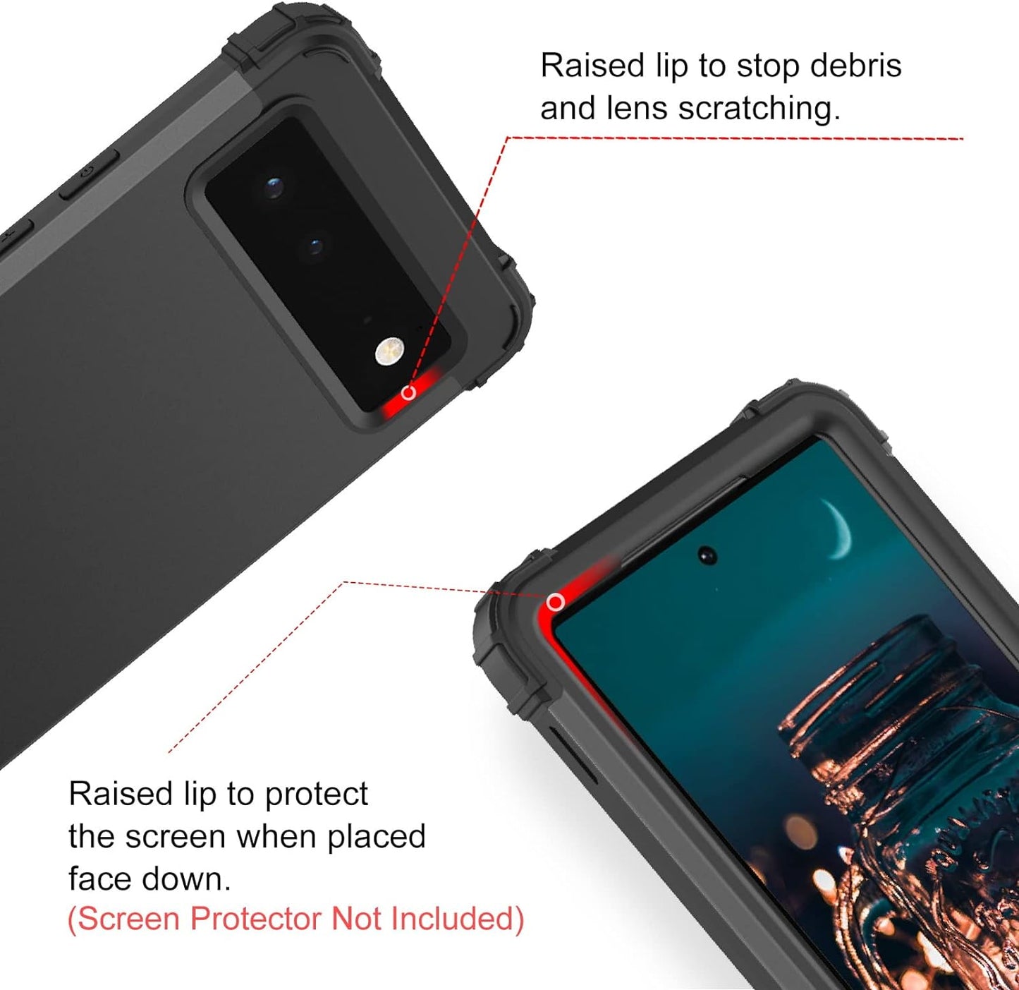 BENTOBEN Pixel 6 Case, Google Pixel 6 Case, 3 in 1 Heavy Duty Rugged Hybrid Shockproof Hard PC Cover Soft Silicone Bumper Impact Resistant Protective Phone Cases for Google Pixel 6 6.4 Inch, Black  BENTOBEN   