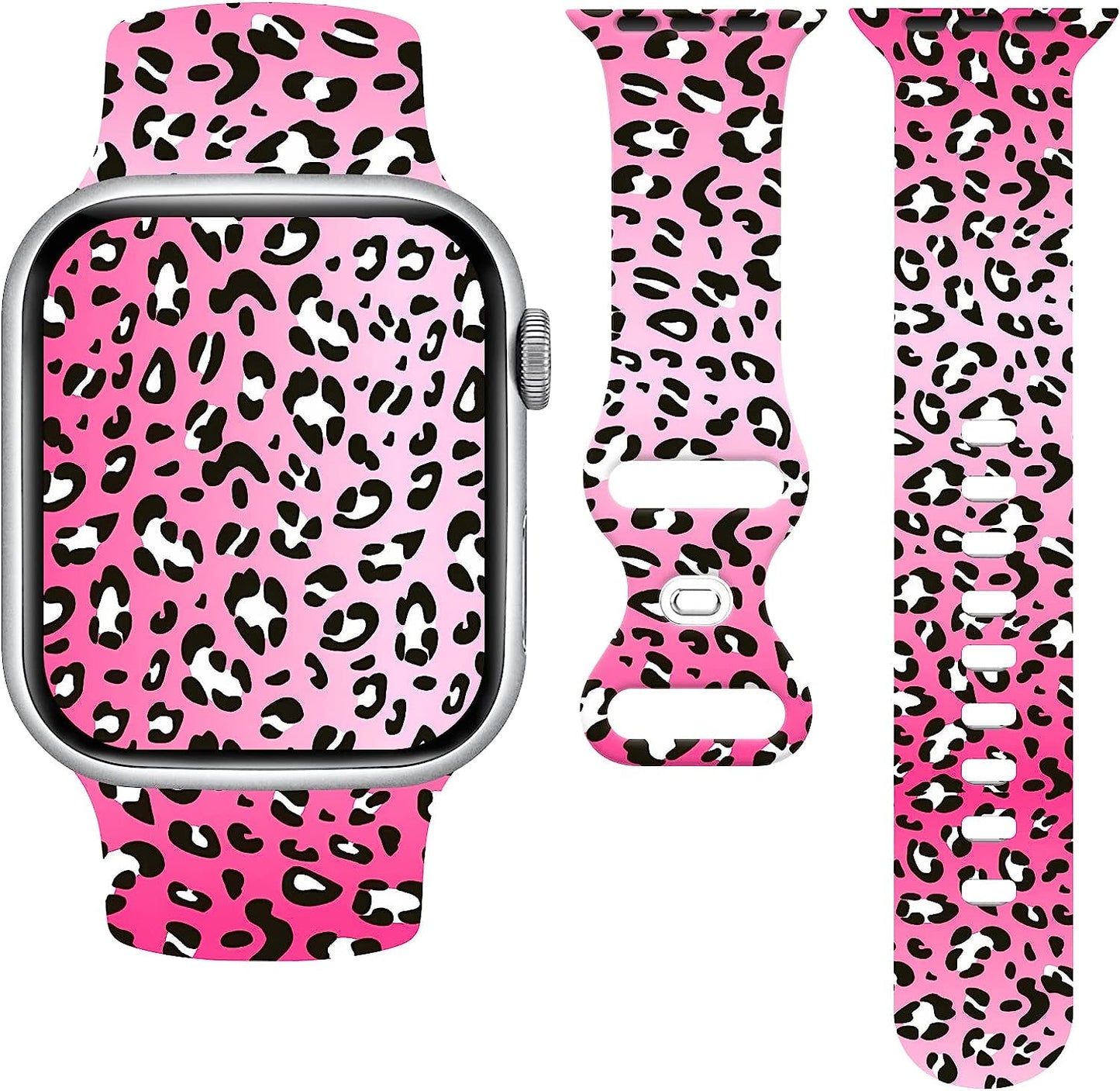 Butterfly Wristband Straps Watch Band Compatible with Apple Watch 38Mm 40Mm 41Mm, Cute Butterfly Silicone Fadeless Pattern Printed Replacement Wrist Compatible with All Iwatch Series  WANSENCE Leopard-4 38mm/40mm/41mm 