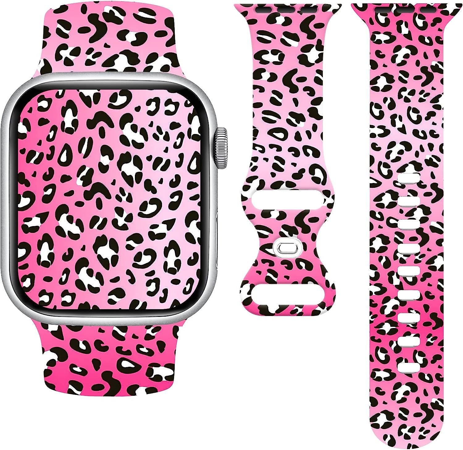 Butterfly Wristband Straps Watch Band Compatible with Apple Watch 38Mm 40Mm 41Mm, Cute Butterfly Silicone Fadeless Pattern Printed Replacement Wrist Compatible with All Iwatch Series  WANSENCE Leopard-4 38mm/40mm/41mm 