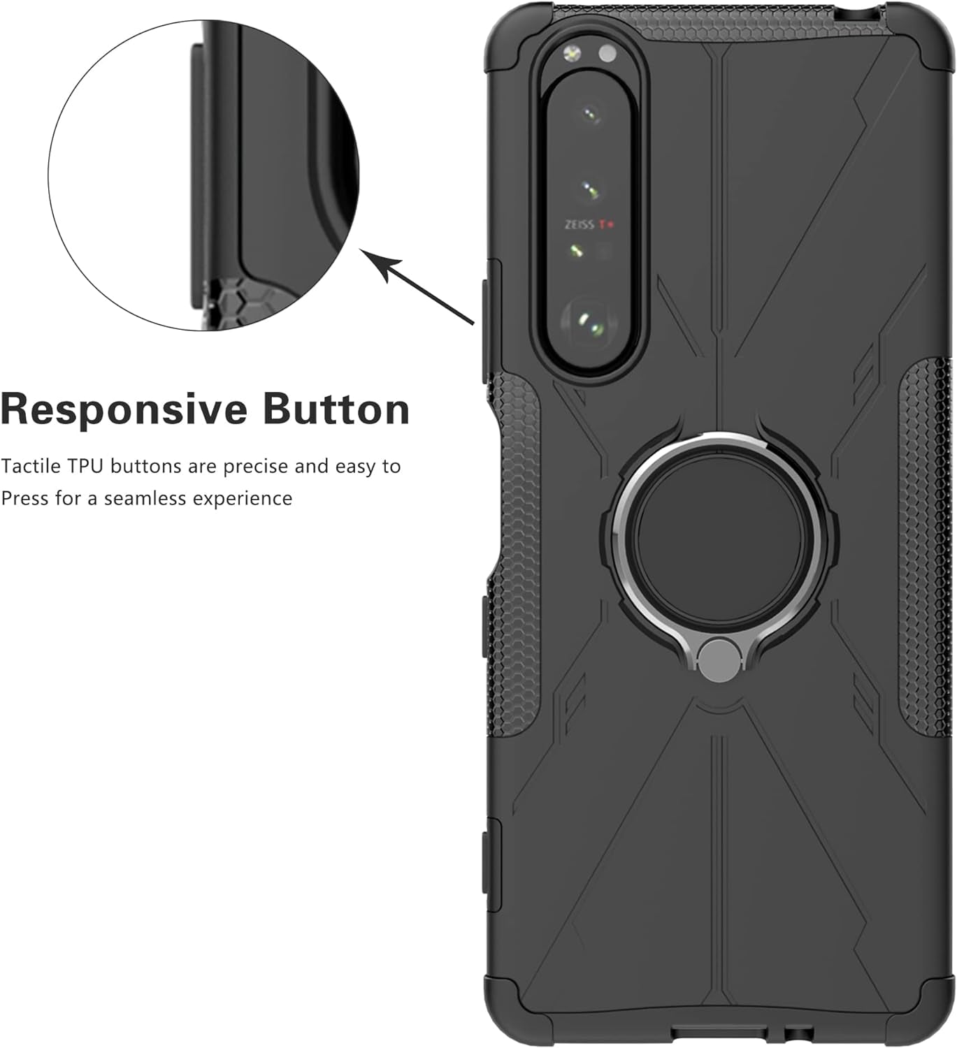 Liushan Compatible with Sony Xperia 1 III Case,360° Rotation Ring Holder Kickstandmilitary Grade Shockproof Cover for Sony Xperia 1 III Smartphone（Not Applicable Sony Xperia 10,Black  liushan-Usstore   
