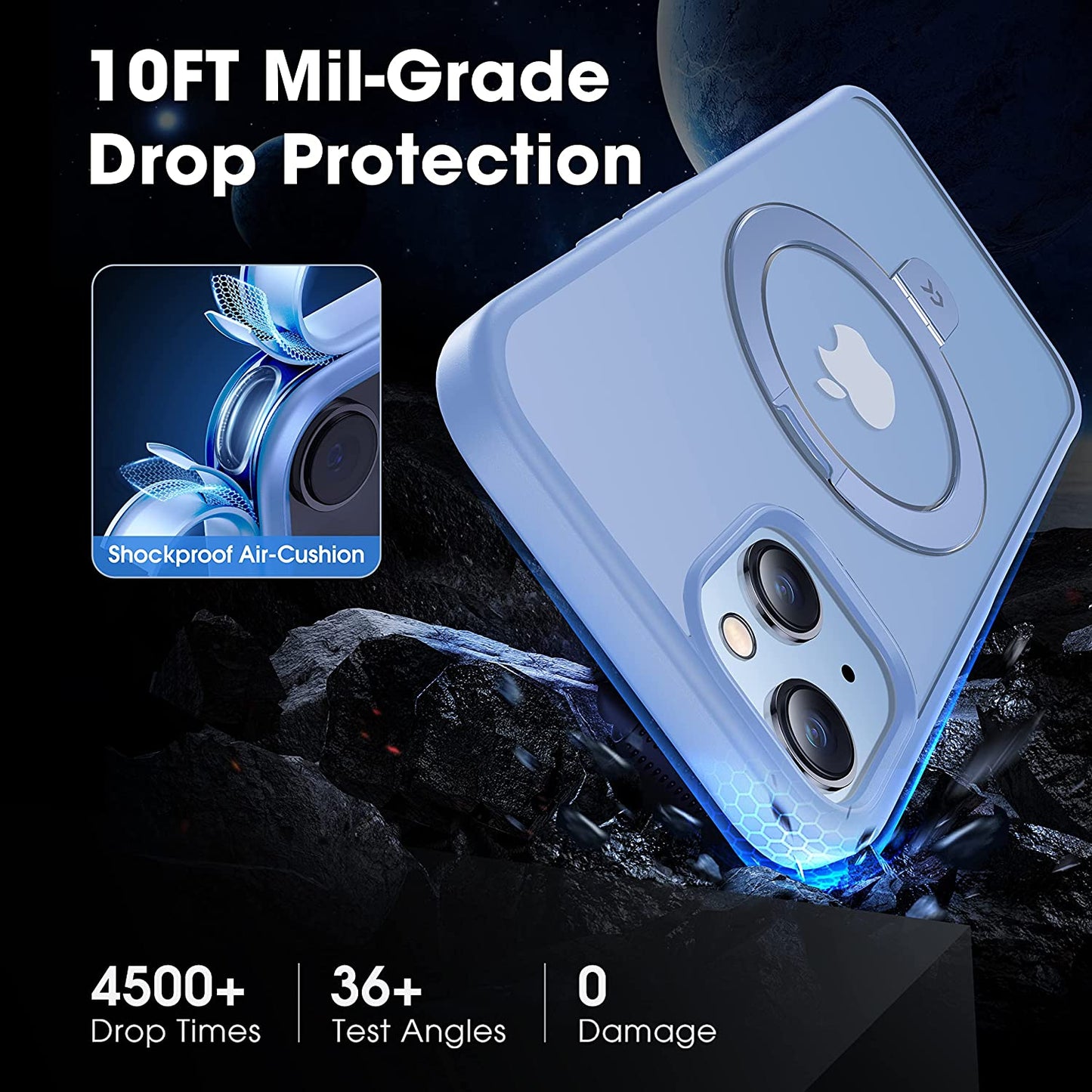 CASEKOO for Iphone 13 Case/Iphone 14 Case with Magnetic Invisible Stand [Military Drop Protection] [Compatible with Magsafe] Shockproof Slim Translucent Matte Phone Cases for Men Women 6.1 Inch, Blue  CASEKOO   