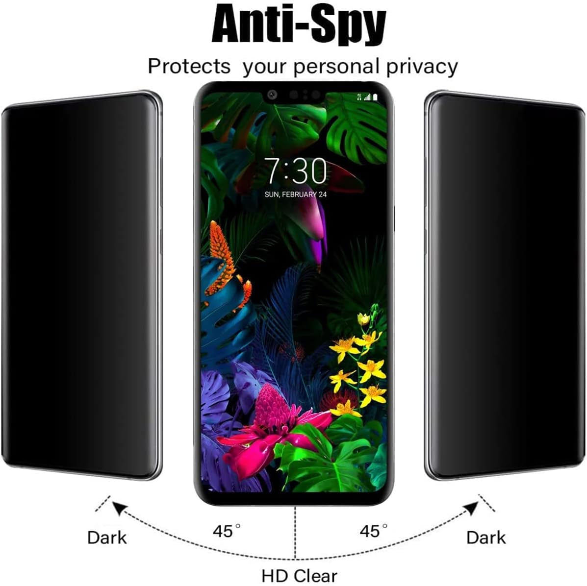 VIESUP for LG G8 Thinq Privacy Glass Screen Protector – [2 Pack] Anti-Spy Privacy Tempered Glass Screen Protector for LG G8 THINQ LM-G820 2019 [No-Bubble] [Anti-Scratch] [Case Friendly] [Anti-Spy]  VIESUP   