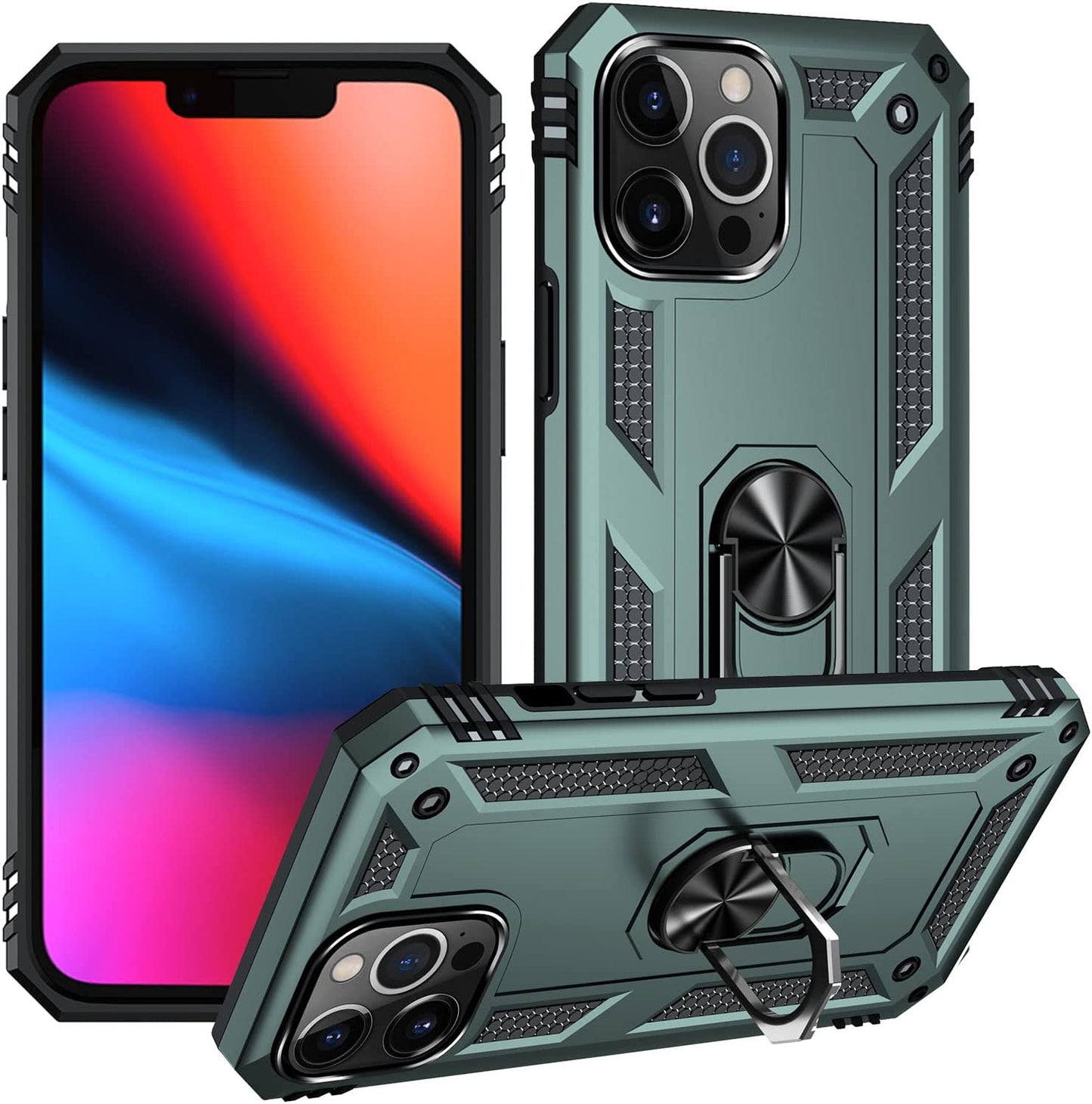 ADDIT Military Grade Iphone 12 Pro Max Case - 6.7" Slim Fit, Heavy Duty Protection, Rotatable Magnetic Kickstand, TPU & Polycarbonate, Black  ADDIT Teal Iphone 12/Iphone 12 Pro [6.1"] 