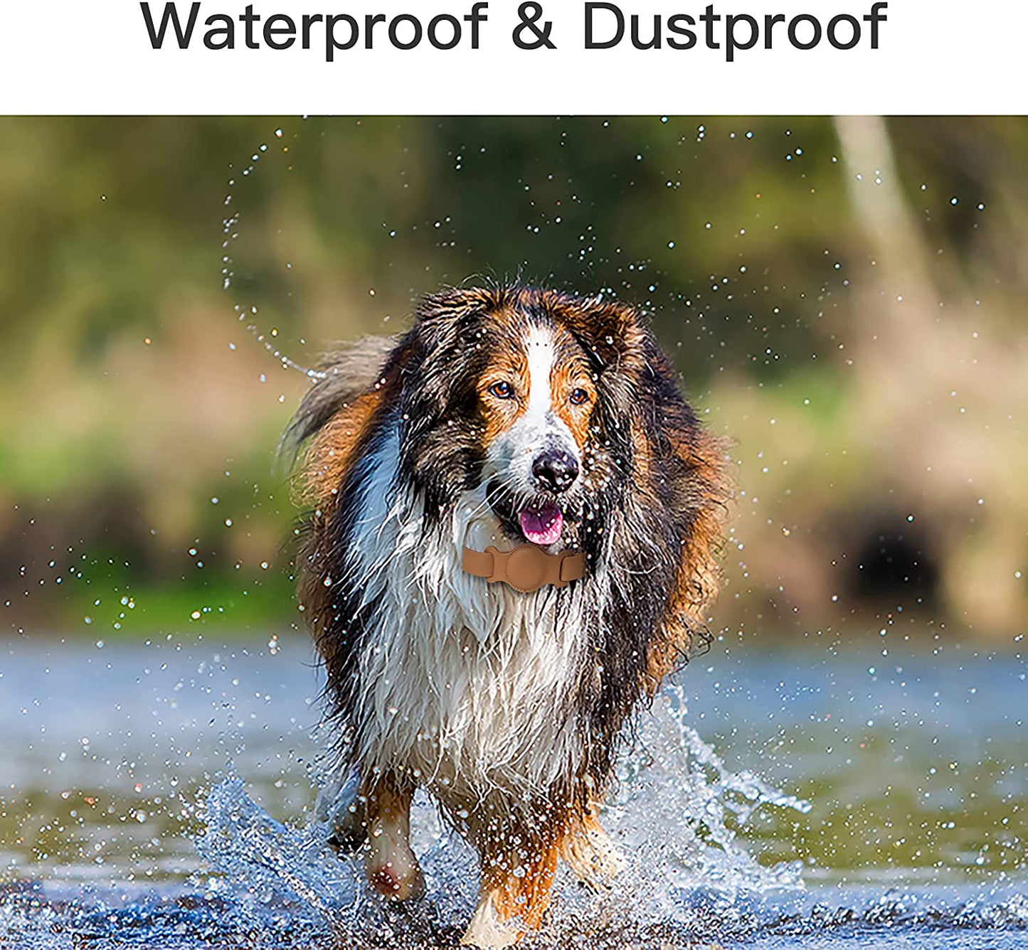 Leather Pet Collar Case for Apple Airtag, Anti-Lost Dog/Cat Strap Band Protective Cover Compatible with Apple Airtag (42-65Cm, Brown)  LeiJue   