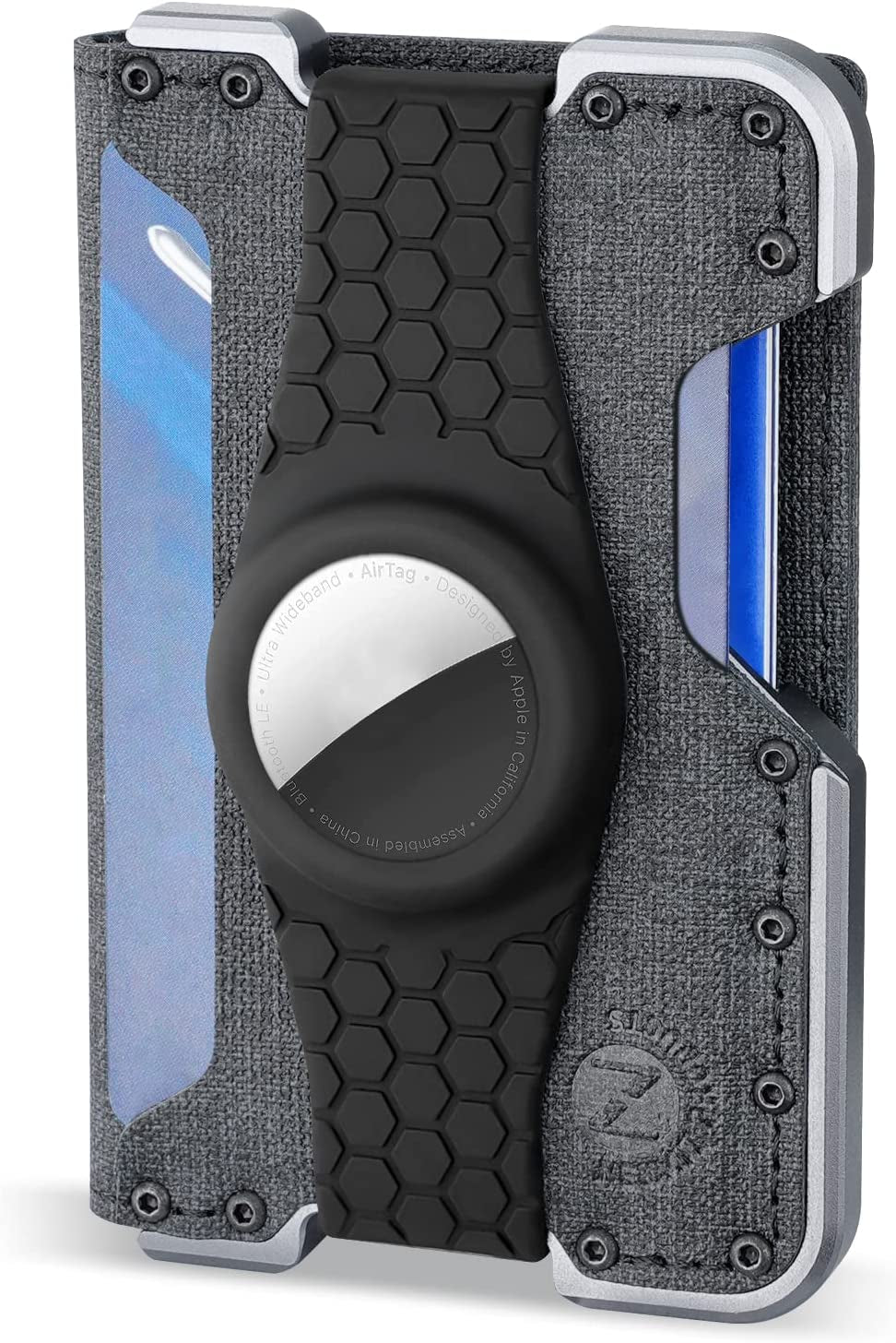 Nekmit Bifold Leather Wallet for Men - Tactical Metal Wallet with RFID Blocking, ID Window and Gift Box - Slim Minimalist Front Pocket Wallets Brown  Nekmit AirtagWallet-Grey  