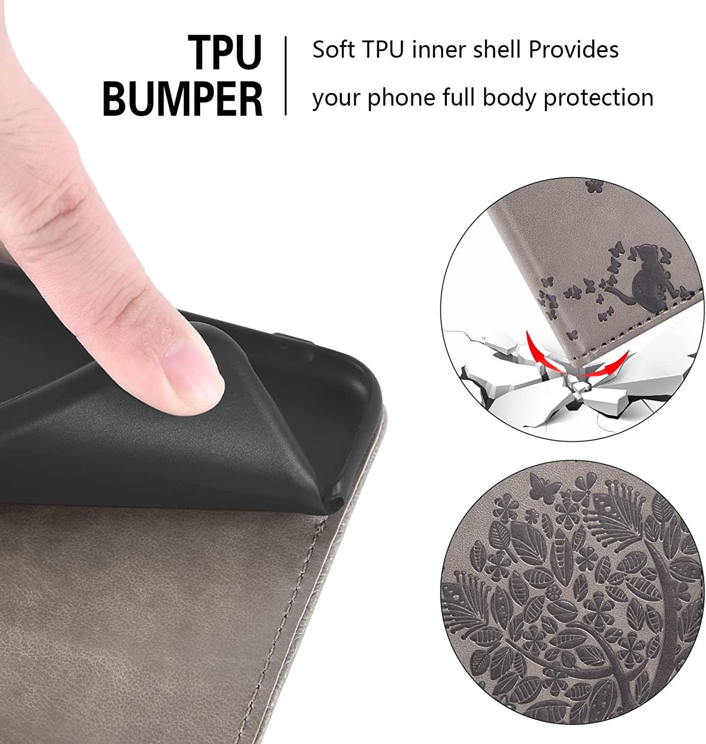 Asuwish Compatible with LG G8 Thinq Wallet Case and Tempered Glass Screen Protector Flip Wrist Strap Card Holder Stand Cell Phone Cover for LGG8 Thin Q G 8 LG8 G8Thinq Lgg8Thinq 8G Women Men Gray  Asuwish   