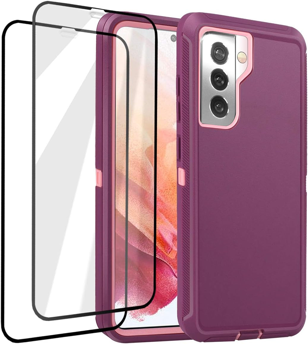 Aicase for Galaxy S21 Ultra Case with Screen Protector, Heavy Duty Drop Protection Full Body Rugged Shockproof/Dustproof 3-Layer Military Grade Tough Durable Phone Cover for Samsung Galaxy S21 Ultra  AICase Night Purple/Baby Pink Galaxy S21 Plus 