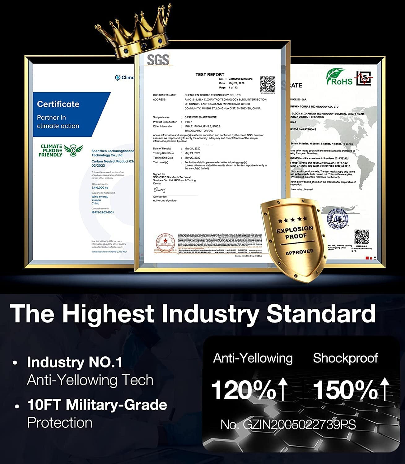 TORRAS Diamond Clear Iphone 14 Pro Case, 10FT Military Grade Drop Tested, Non-Yellowing, Shockproof Protective Hard Back Slim Thin Clear Case for Iphone 14 Pro Phone Case, 6.1 Inch, Clear  TORRAS   