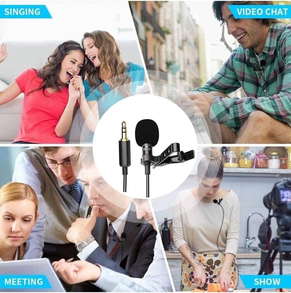 HUACAM Lavalier Lapel Microphone, Portable Collar Clip Mic Compatible with Iphone Android Smartphone Amplifier Podcast Pc/Laptop, Hands Free Mic Recording Mic for Youtube,Interview,Video (3 Packs)  HUACAM   