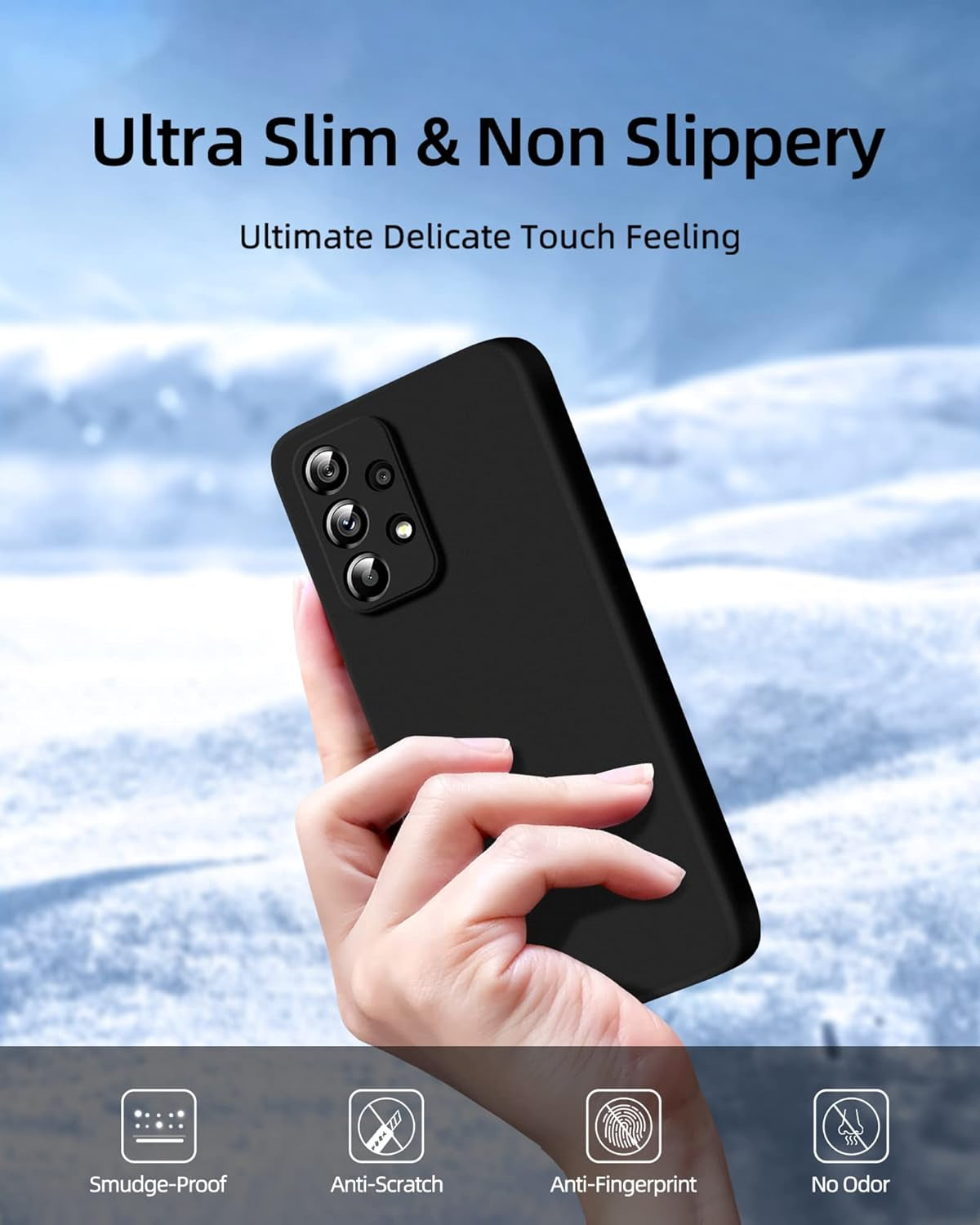 Dssairo [3 in 1 for Samsung Galaxy A53 5G Case, with 2 Pack Screen Protector, Camera Protection，Liquid Silicone Slim Shockproof Protective Phone Case [Microfiber Lining] (Black)  Dssairo   