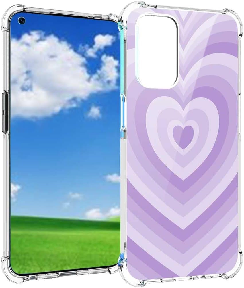 Saiaty Lideqee Designed for Oneplus Nord N200 5G/Oppo A93 5G Case, Pink Love Heart Coffee Latte Swirls Valentines Graphic Designed for Oneplus Case Women Girls, Soft TPU Trendy Case for Oneplus  saiaty lideqee Purple Heart 2  