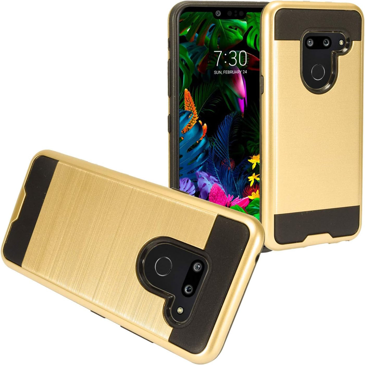 Eaglecell - Compatible with LG G8 Thinq - Brushed Style Hybrid Phone Case - CS3 Gold  Eaglecell   