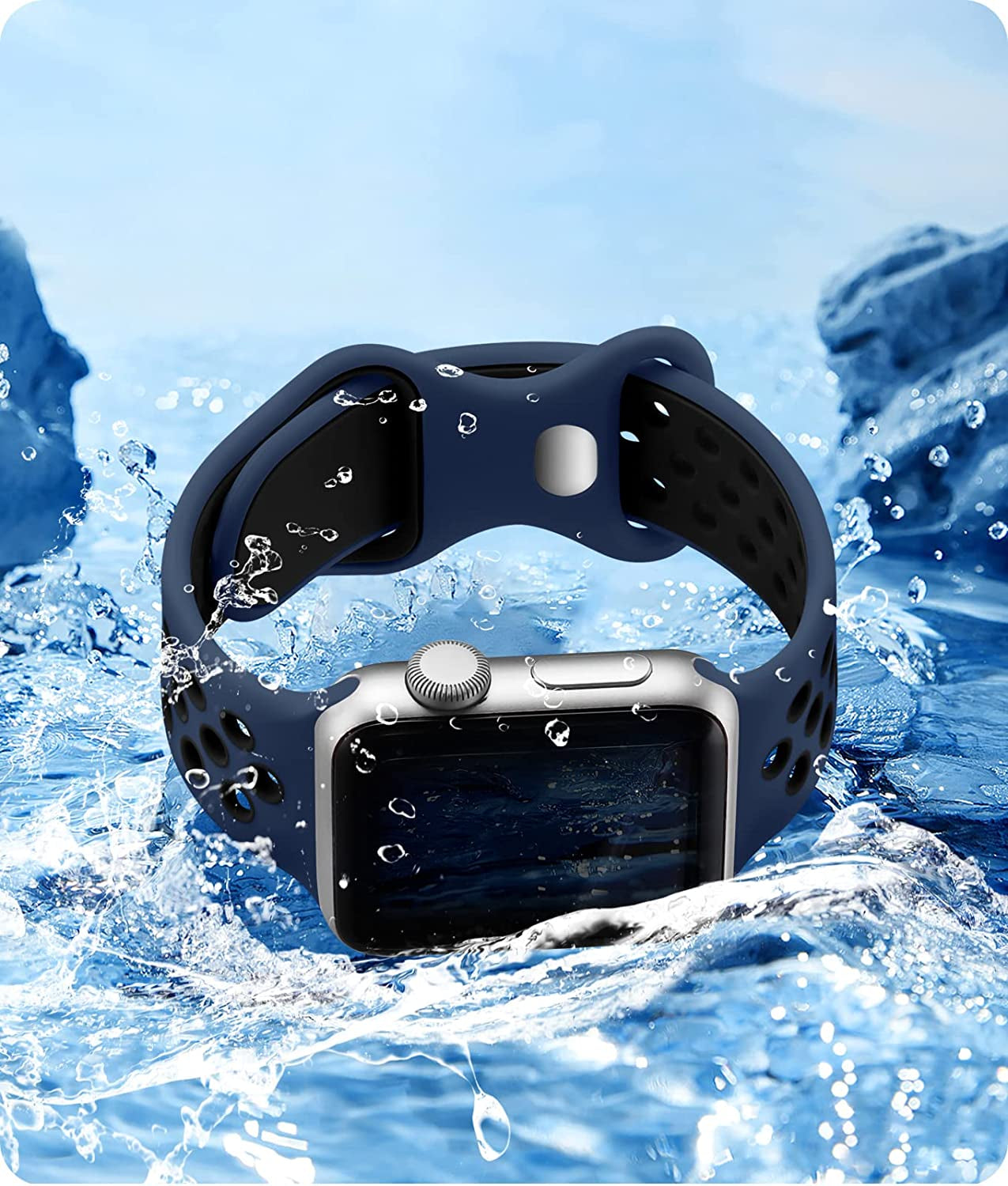 Keponew Sport Bands Compatible with Apple Watch 49Mm 45Mm 44Mm 42Mm 41Mm 40Mm 38Mm, 6 Pack Sport Breathable Soft Silicone Strap for Iwatch Ultra SE Series 8 7 6 5 4 3 2 1 Men Women  Keponew   