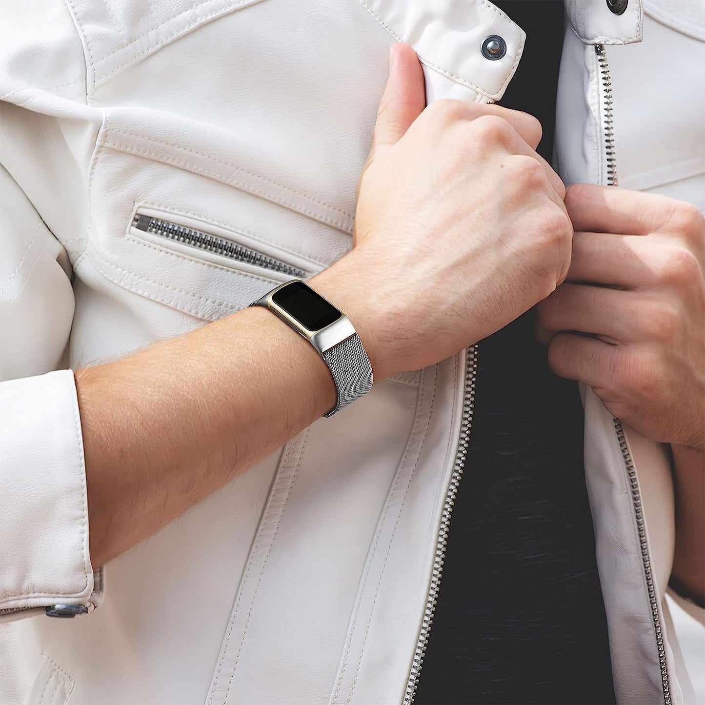 ZWGKKYGYH Compatible with Fitbit Charge 5 Bands for Women Men, Stainless Steel Mesh Magnetic Metal Band Charge 5 Watch Strap  ZWGKKYGYH   