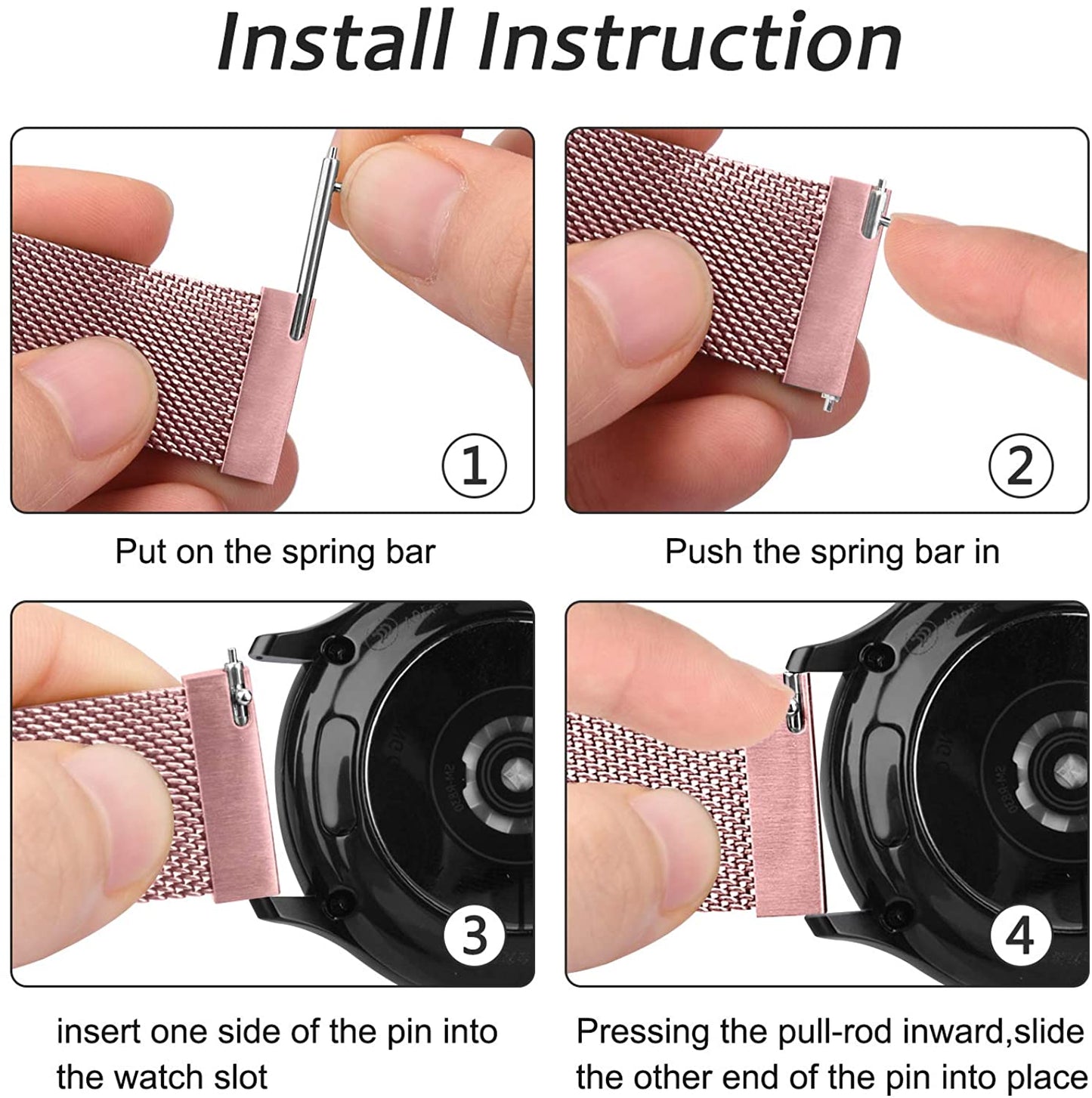 YILED Metal Bands for Samsung Galaxy Watch Active 2 40Mm 44Mm / Galaxy Watch Active, 20Mm Stainless Steel Mesh Watch Strap for Galaxy Watch 3 41Mm / Galaxy Watch 42Mm  YILED   