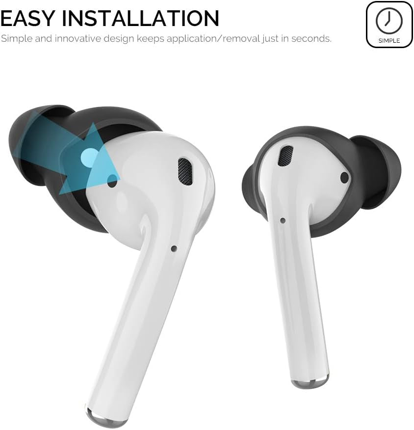 Ahastyle 4 Pairs Airpods Ear Tips Silicone Earbuds Cover Compatible with Apple Airpods (2 Pair Large & 2 Pairs Small, Black)  AHASTYLE   