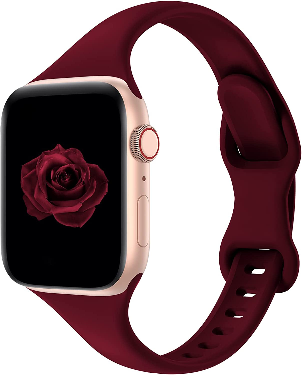 Acrbiutu Bands Compatible with Apple Watch 38Mm 40Mm 41Mm 42Mm 44Mm 45Mm 49Mm, Slim Thin Narrow Replacement Silicone Sport Strap Wristbands for Iwatch Series Ultra 8/7/6/5/4/3/2/1 SE Women Men  Acrbiutu A,Wine Red 38/40/41mm 