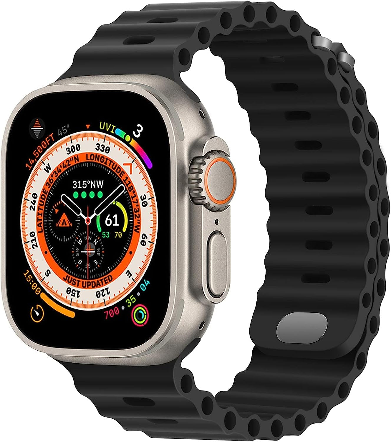 H&S Ocean Band for Apple Watch Band 44Mm 38Mm 45Mm 40Mm 49Mm 41Mm 42Mm,For Apple Watch Series 7/8,Adjustable Loop with Metal Buckle Sport Strap for Apple Watch Ultra/Se/Series 6/5/4/3/2/1  Tnsusop Black 42mm 44mm 45mm 49mm 